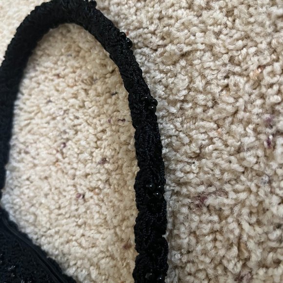 Small black beaded handbag with attached lipstick holder - Picture 4 of 7